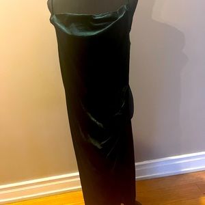 Green stretchy velvet.  Never worn